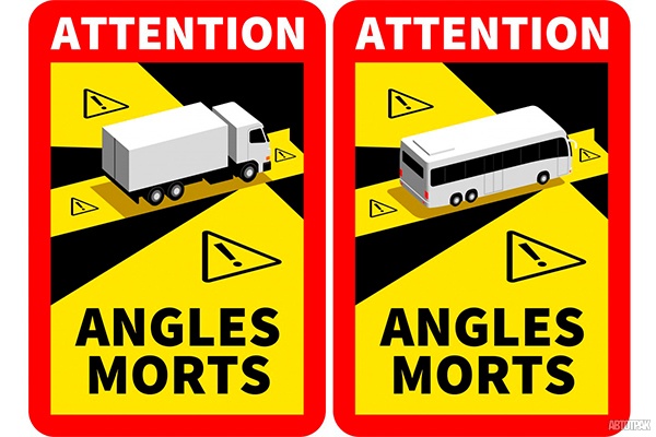 Во Франции вступил в силу закон об оборудовании грузовиков знаками, указывающими положение слепых зон