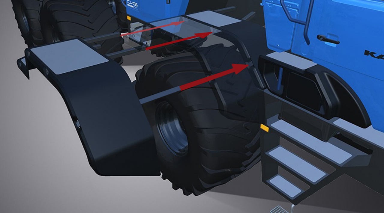 После установки колес с широкими шинами монтируются расширители крыльев