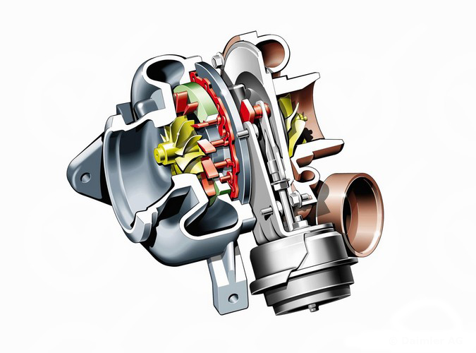Турбокомпрессор с изменяемой геометрией за счет изменения угла поворота лопаток турбины Mercedes-Sprinter